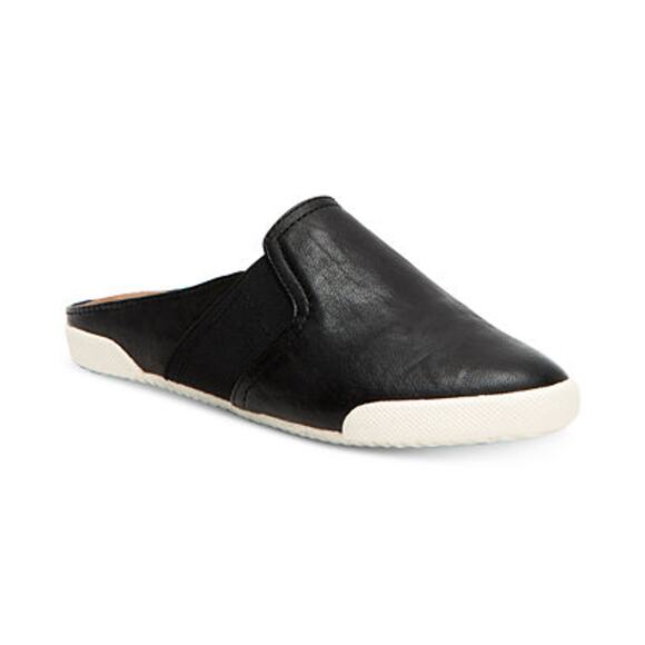 Frye Melanie Slip On Leather Flat Gore Mules Black - Picture 1 of 5